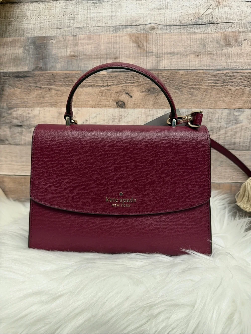 Kate Spade Maroon/Burgundy Leather Top Handle Satchel